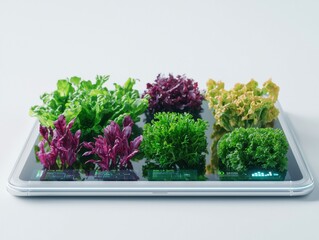 Organic Vegetation Displayed on Touch Panel with Floating Elements