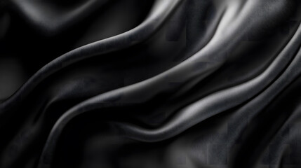 Luxurious Black Silk Drape Abstract Background Texture