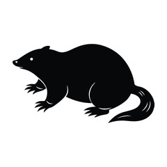 Mole burrowing with small claws extended silhouette on white art