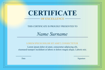 Gradient Blue Excellence Certificate Template