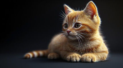 p 3D cat image A realistic three-dimensional