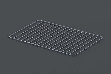 Baking rack for oven on black background. Barbeque accessories. Kitchen appliance. 3d render