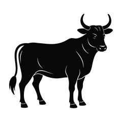 Ox standing with broad chest and strong legs silhouette design