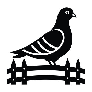 black pigeon perched fence clip art preview