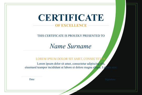Green-black certificate of excellence template