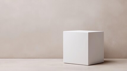 A white, cubeshaped incubator for tempeh fermentation, set against a neutraltoned minimalist backdrop