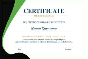 Green-black Excellence Certificate Template