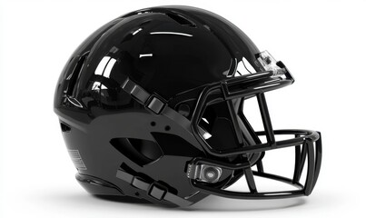 Fototapeta premium Black football helmet isolated on white for sports safety