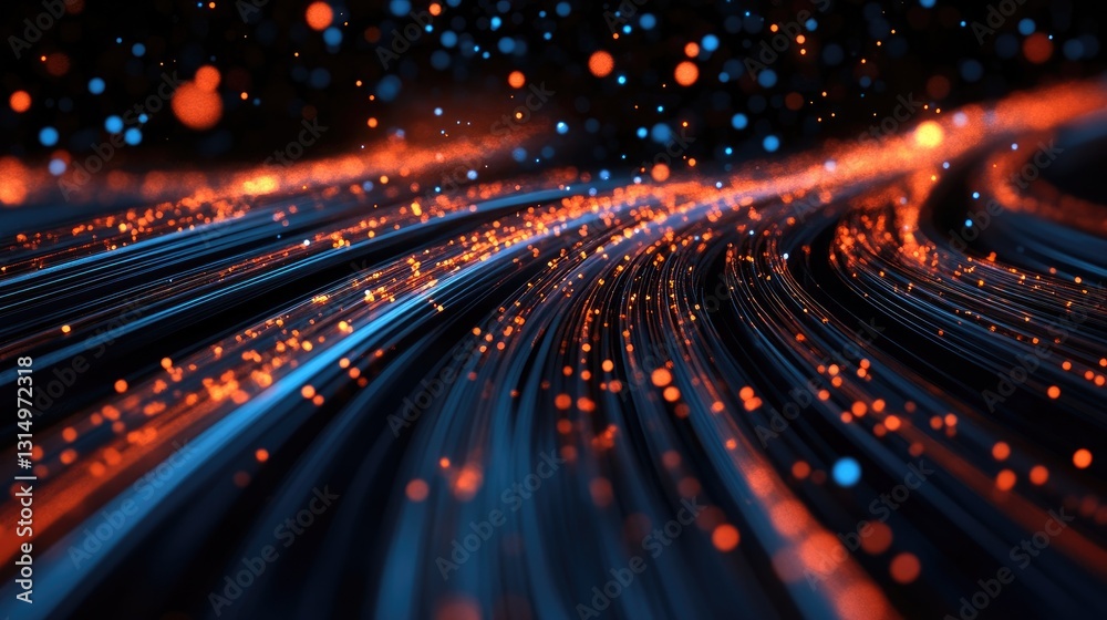 Poster wireless networking technology visualizing futuristic d data transfers.