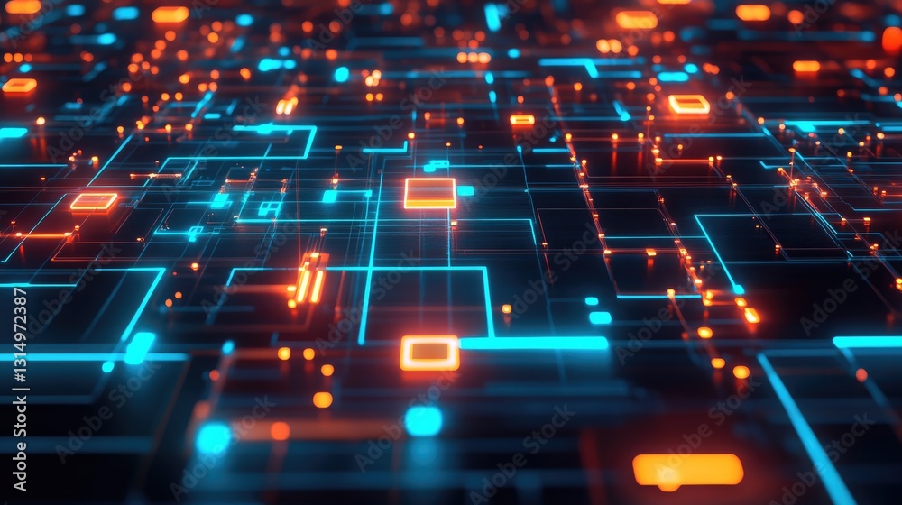 Poster wireless networking technology visualizing futuristic d data transfers.