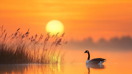 Fototapeta premium natural light P Silhouette of a gooses trail