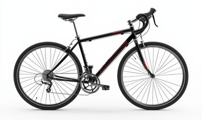 Fototapeta premium Black hybrid bicycle isolated on white background, ideal for cycling ads