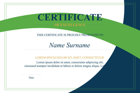Green-blue excellence certificate template
