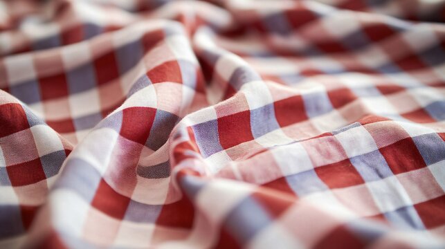 Close-up of Wrinkled Paris Checkered Tablecloth