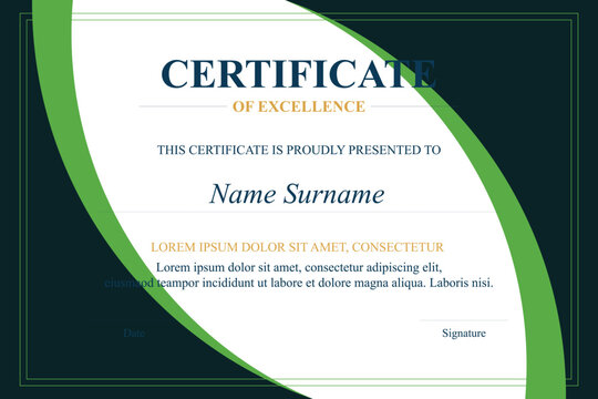 Green-bordered certificate of excellence template - Powered by Adobe
