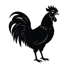 Rooster crowing with head raised and beak open silhouette art