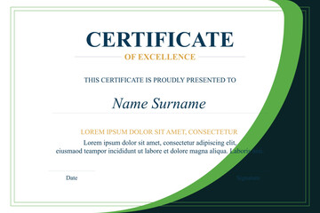 Green-bordered Excellence Certificate Design