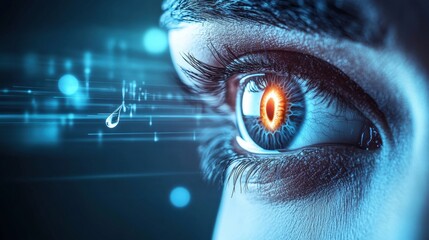 Technological eye augmentation futuristic vision enhancements in a digital world close-up sci-fi inspired high-tech environment