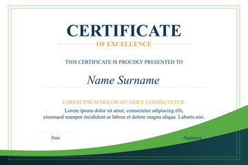 Obraz premium Green-teal achievement certificate template