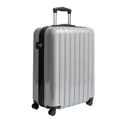Sleek Silver Hard-Shell Luggage Isolated On White Background