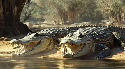 Obraz premium Wild Crocodiles in Natural Habitat