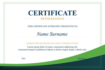 Green-Teal Excellence Certificate Template