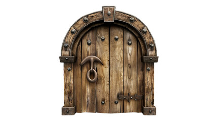 Fototapeta premium Rustic Door Accent on transparent background PNG.