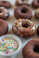 assorted donuts with chocolate frosted