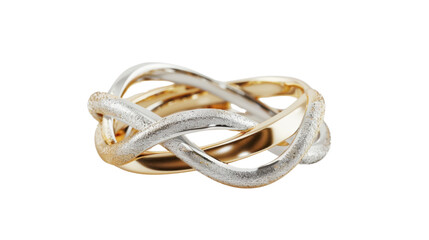 Intertwined gold and silver rings symbolizing everlasting love on transparent background