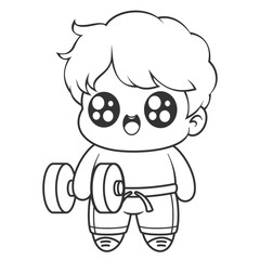 Boys doing weight lifting exercises, for coloring