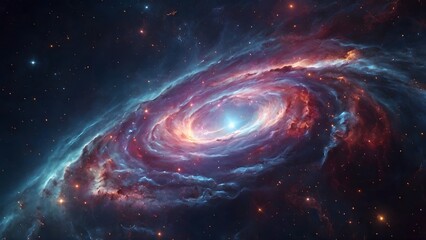 Fototapeta premium Majestic Spiral Galaxy Illuminated by Vibrant Colors in the Vastness of Space
