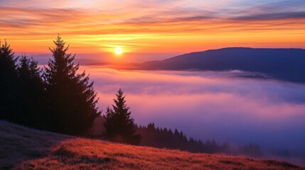 Majestic Sunset in Silesian Beskid