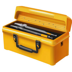 Bright Yellow Toolbox with Tools Opened for Easy Access