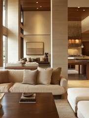 Interior view of a living room with a neutral color scheme