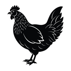 Hen Silhouette on White Background with Simple Design