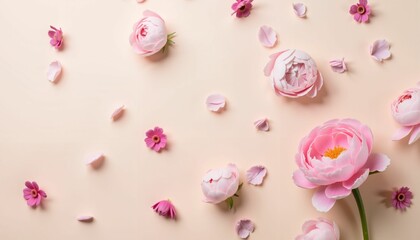 Elegant peony arrangement on soft background, floral aesthetic