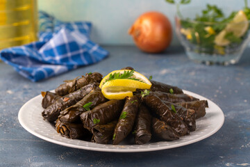 Traditional delicious Turkish foods; stuffed leaves (yaprak sarmasi)