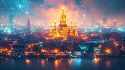 Obraz premium cyberpunk bangkok,