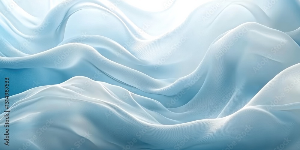 Poster soft sunlight illuminates gentle waves or ripples in a light blue background, creating a tranquil an