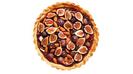 Obraz premium Delicious fig and almond tart on transparent background, perfect for food lovers