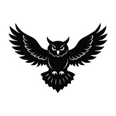 Owl Soaring with Extended Talons Silhouette on White Background