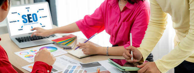 SEO search engine optimization for brisk e-commerce and online retail business showing on computer...