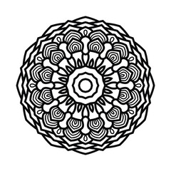 Decorative mandala for Mehndi, wedding, tattoo. Hand drawn pattern. Coloring book page.