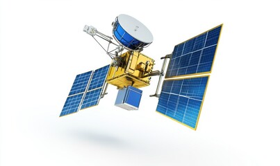 Satellite with solar panels orbiting Earth for communication (3)
