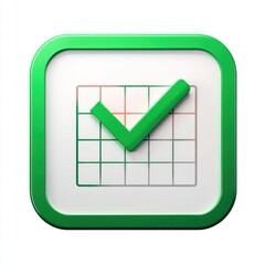 Excel symbol in 3D render, white canvas.