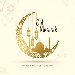 Luxury Eid Festival Design with Intricate Gold Crescent Moon