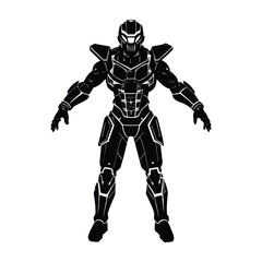 Advanced exoskeleton suit in action flat vector with white background