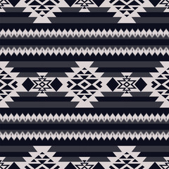 Black and white southwestern Navajo pattern. Vector Native American southwestern geometric shape seamless pattern. Aztec monochrome pattern use for fabric, textile, home decoration element, upholstery