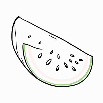recommend clip art:  black outline vector of a watermelon slice with seeds, isolated