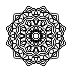 Decorative mandala for Mehndi, wedding, tattoo. Hand drawn pattern. Coloring book page.